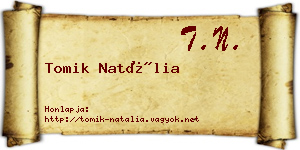 Tomik Natália névjegykártya